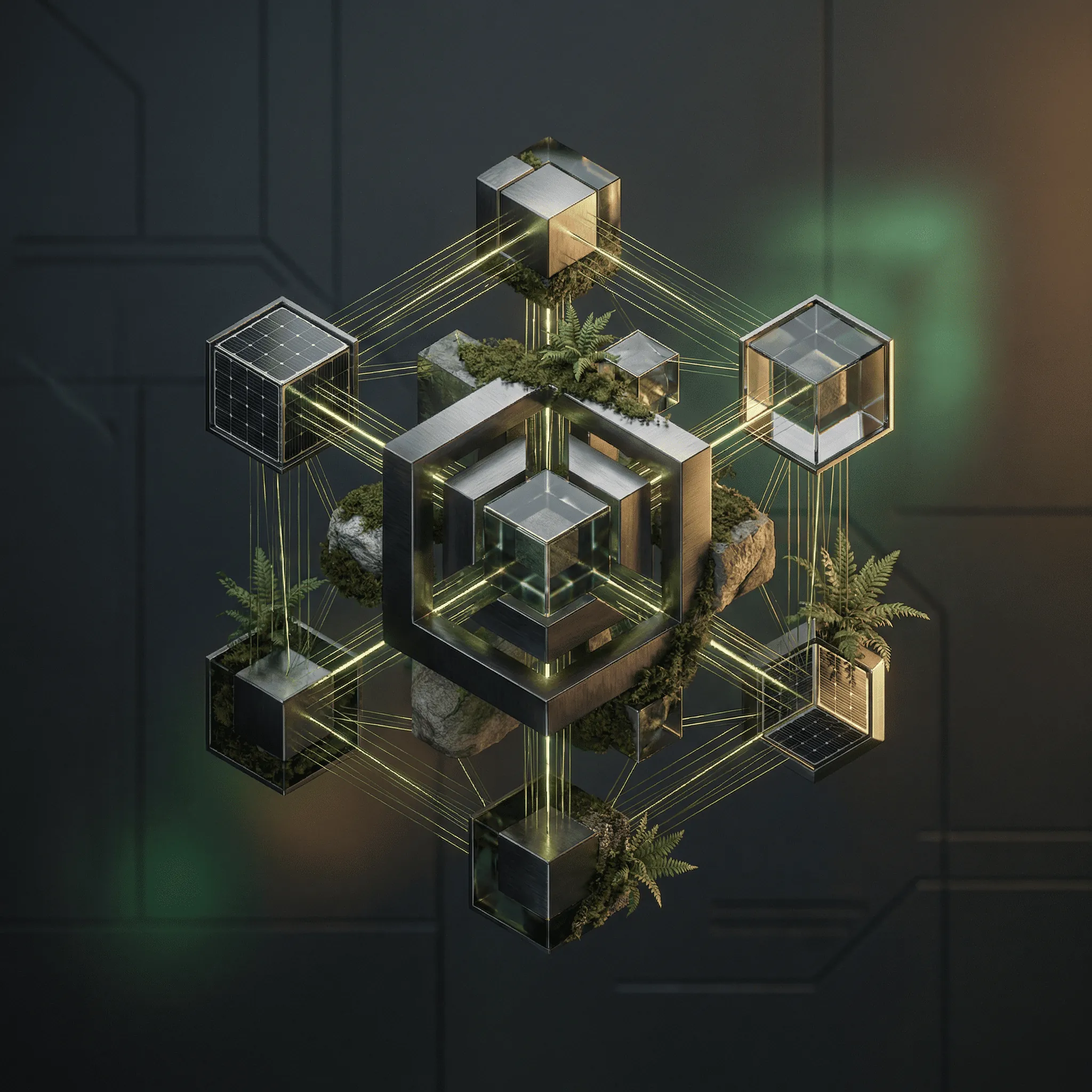 Abstract 3D geometric solar technology concept